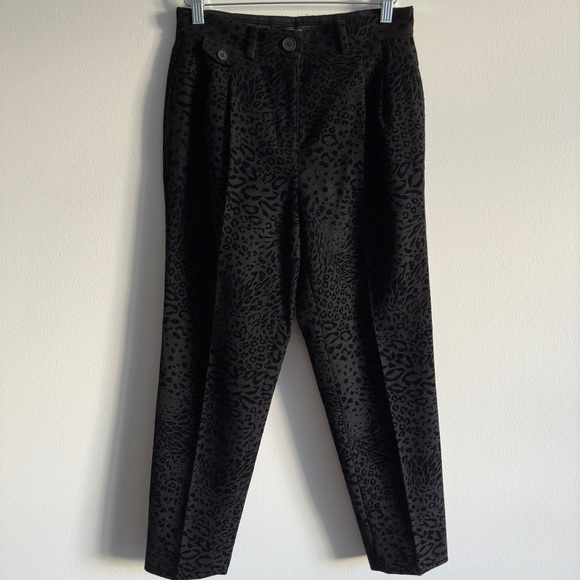 All Saints | Animal Print Laila Leo Wool Blend Trousers in Black + Gray | Size 2 - Picture 3 of 9
